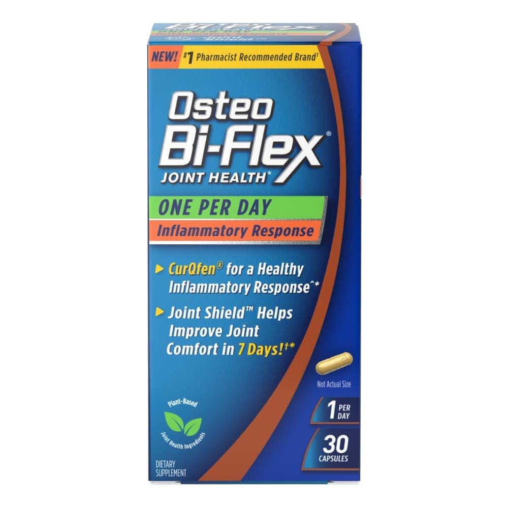 Osteo Bi-Flex One Per Day Inflammatory Response CurQfen Plant-Based Supplement, Improve Joint Function, Strength, Flexibility, Mobility 30 Capsules