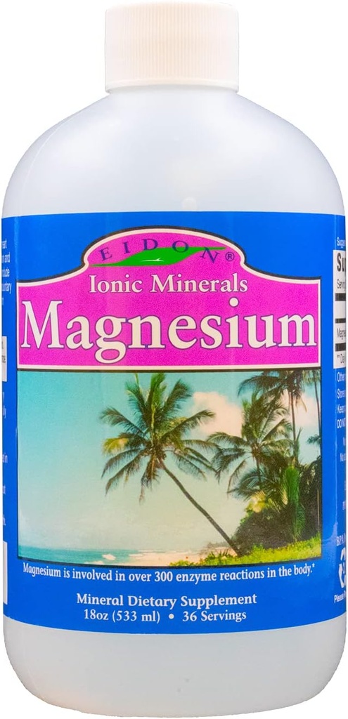 Eidon Liquid Magnesium Concentrate - Ionic Magnesium Drops συμπλήρωμα για ενήλικες, άνδρες και γυναίκες, υποστηρίζει τη μυϊκή χαλάρωση, Bioδιαθέσιμη, χωρίς πρόσθετα ή συντηρητικά - 18 oz