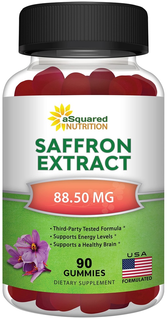 aSquared Nutrition Saffron Gummies - Saffron Extract Supplement - Καθαρά Συμπληρώματα Gummy Εναλλακτική σε κάψουλες, χάπια, σκόνη & τσάι