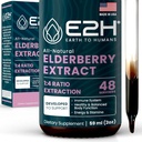 E2H Syrup Elderberry - Ισχυρό συμπλήρωμα αντιοξειδωτικών από το εκχύλισμα οργανικών βακτηρίων Elderberry - Sambucus Syrup Elderberry για παιδιά & ενήλικες για ανοσοποιητική υποστήριξη - Μη ΓΤΟ, Vegan - 2 Fl Oz