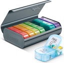 Zannaki Metal XL Weekly Pill Organizer 2 φορές την ημέρα, Μεγάλο Ταξίδι Daily Pill Box 7 ημέρα, Φορητή εβδομάδα δύο φορές κάτοχος Χάπια, AM Pill περίπτωση για ιατρική Βιταμίνη συμπλήρωμα φαρμακευτικής αγωγής, γκρι