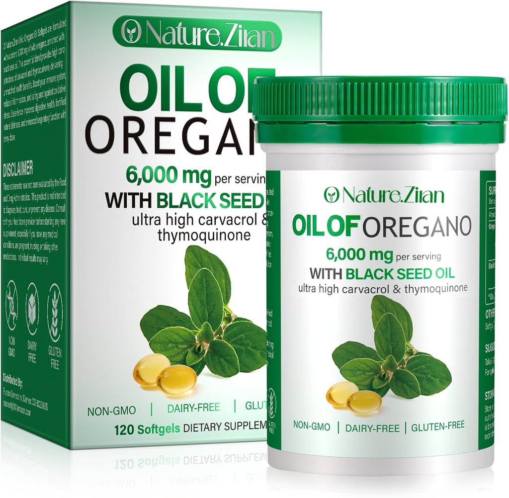 Oil of Oregano Softgel - Βιολογικό Oil of Oregano with Black Seed - 2 in 1, 120 Count