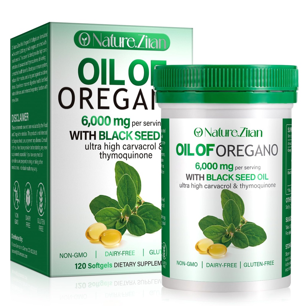 Oil of Oregano Softgel - Βιολογικό Oil of Oregano with Black Seed - 2 in 1, 120 Count