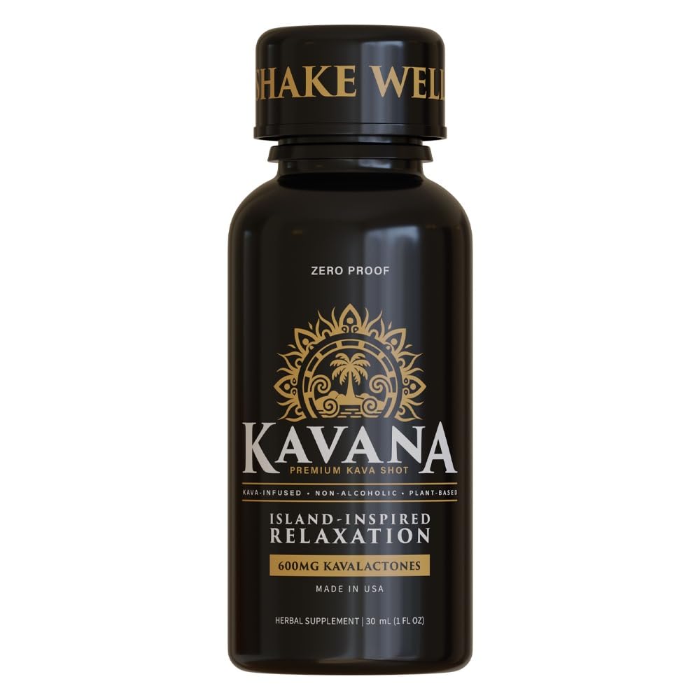 Kavana Kava Shots - Made in USA, 4X Concentrated Non-Alcoholic Drinks & Sugar-Free Kava Root Drink, Plant-Based Alternative with Natural Citrus Flavor, Smooth Mocktails Botanical Spirit, 1 Pack