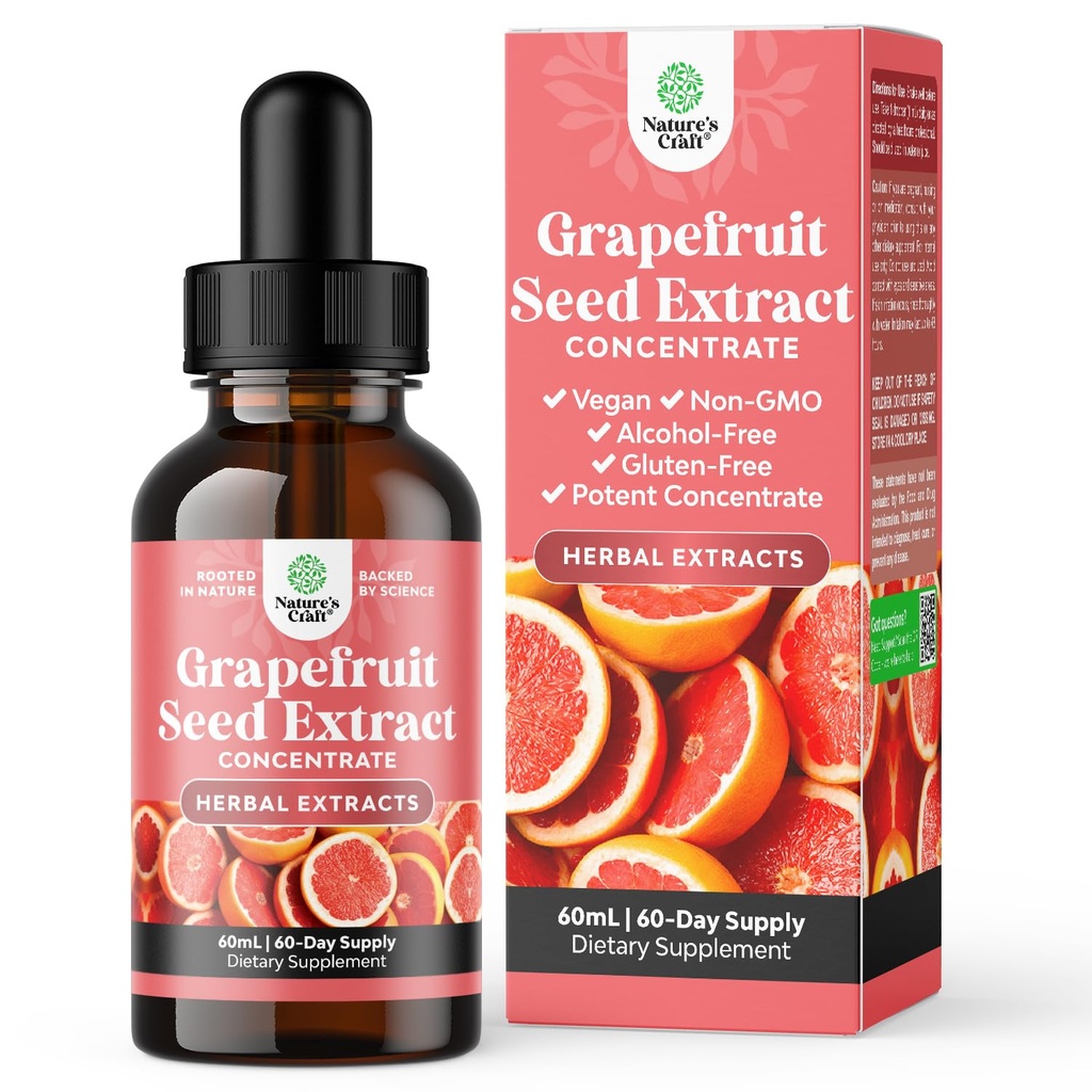 GSE Grapefruit Seed Extract Liquid - One Drop Daily - Super Concentrated Grape Seed Extract Liquid Drops Rich in Bioflavonoids & Polyphenols for Gut Health & Immune Support - 2OZ - 60 Servings