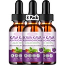 3 Pack Kava Kava Root Extract Supplement, High Concentration Kava with Ashwagandha, Lemon Balm, Valerian Root, Magnesium for Relaxation, Cognitive Support and Immune System, 1 Fl Oz