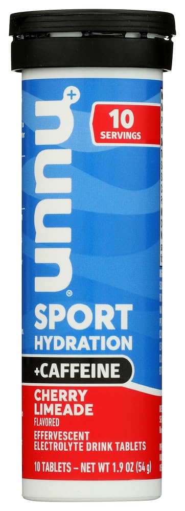 Nuun Sport + Caffeine: Electrolyte Drink Tablets, Cherry Limeade, 1 Tube (10 Servings)