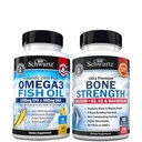 Bone Strength Mineral Supplement with Calcium and Magnesium (2 Month Supply) Plus Triple Strength Omega 3 Fish Oil Softgels (2 Month Supply)