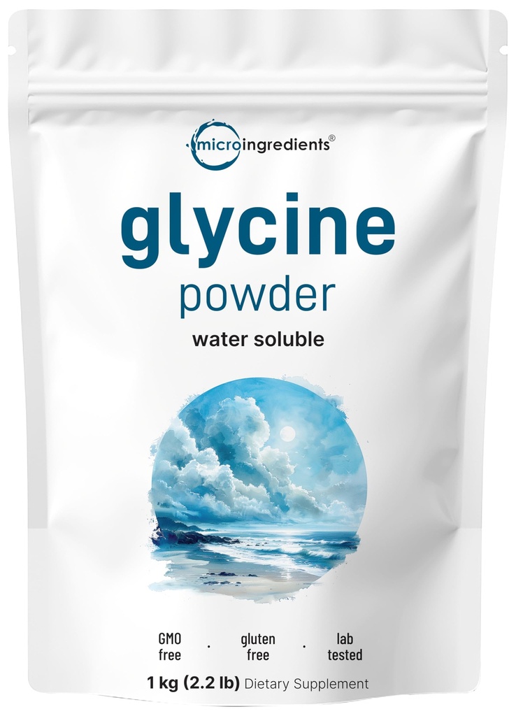 Micro Ingredients Glycine Powder, 1KG (2.2 Pounds), Glycine 1000mg Per Serving, Water Soluble and Products of USA