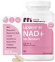 Micro Ingredients Liposomal NAD+ for Women Complex, 180 Veggie Capsules | NMN Pathway Supplement | 12-in-1 Advanced NAD Formula with Resveratrol, Hyaluronic Acid, Glutathione, & Collagen