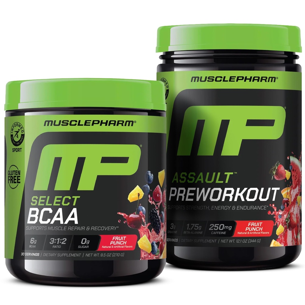 Muscle Pharm BCAA & Assault Pre-Workout Bundle – Boost Energy, Strength, and Recovery