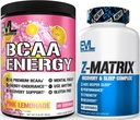 Evlution ZMatrix Magnesium and Zinc Post Workout Supplement (60 Servings) Plus Replenishing BCAAs Amino Acids Powder for Pre & Post Workout (Pink Lemonade, 30 Servings)