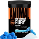 Ζώων Fury - Προ προπόνηση συμπλήρωμα σκόνης για την ενέργεια και την εστίαση - 5g BCAA, 350mg καφεΐνη Νιτρικό οξείδιο χωρίς δημιουργίνη - ισχυρό διεγερτικό για Bodybuilders - Μπλε Βατόμουρο