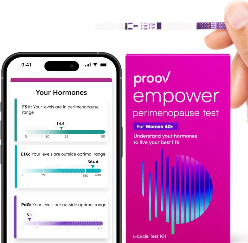 Proov - Empower Hormon Tracker at Home - για τις γυναίκες 30-40+ - Κατανοήστε την ορμονική ισορροπία σας & Περιεμμηνόπαυση Στάδιο - Μέτρα FSH, LH, οιστρογόνα & προγεστερόνη - 1 Κιτ δοκιμής κύκλου