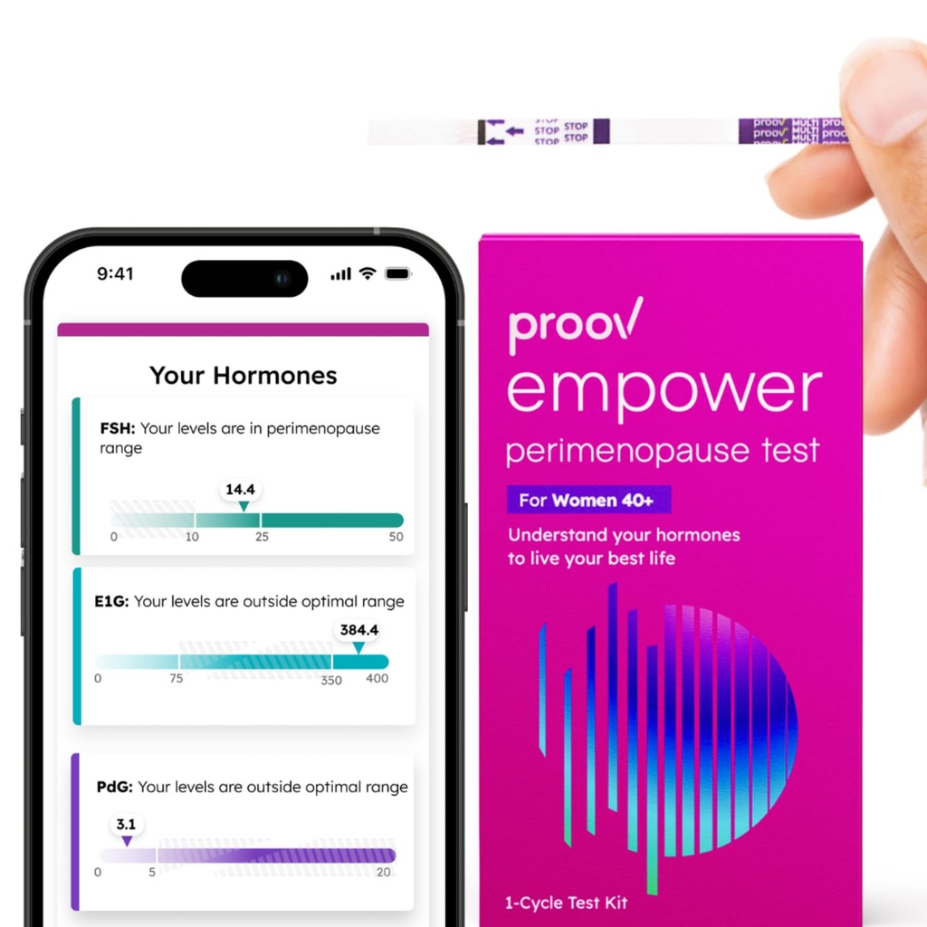 Proov - Empower Hormone Tracker - at Home FSH, LH, Estrogen & Progesterone Test Strips - Understand Your Hormone Balance - Perimenopause & Menopause Stage Indicator - Women 30-40+ - 1 Cycle Test Kit