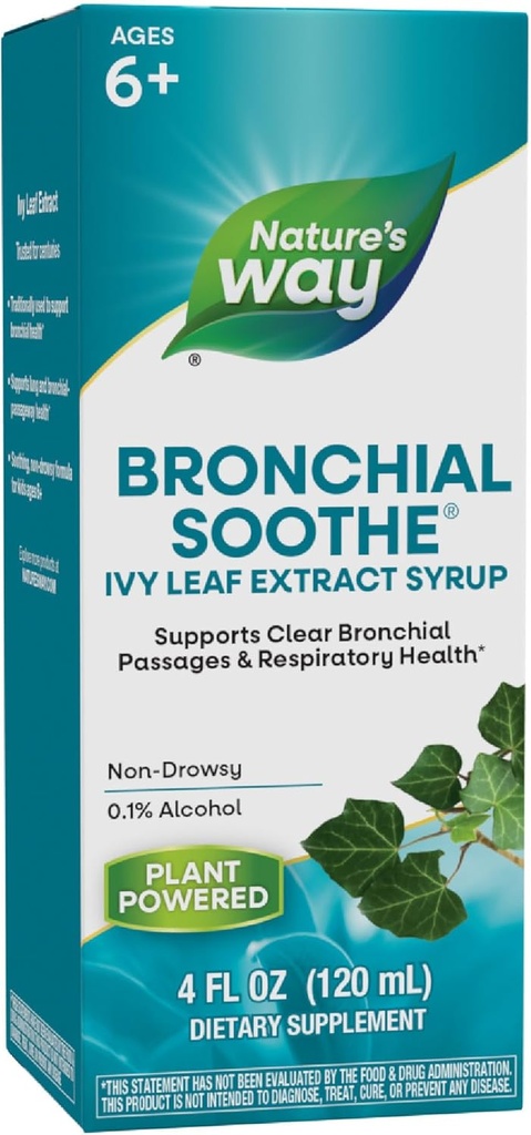 Nature's Way Bronchial Soothe Ivy Leaf Extract Syrup, υποστηρίζει την αναπνευστική υγεία*, υποστηρίζει σαφή Bronchial Passages*, μη-Νύχτα, 4 Fl Oz (συσκευασία Μαΐου Vary)