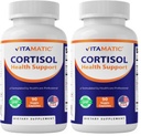 Vitamatic Cortisol Health Support - 90 Veggie Capsules - Made with Adaptogenic Blend with Ashwagandha, Rhodiola, Magnolia, L-Theanine, Phosphatidylserine (Pack of 2)