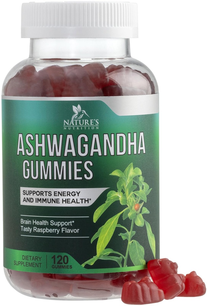 Ashwagandha Gummies - Advanced Ashwagandha Gummy Formula for Daily Use - Natural Antioxidant Support & Brain Health Support - Natural Calm, Relaxation, & Immune Support - Berry Flavor - 120 Gummies