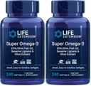 Life Extension Super Omega-3 EPA/DHA Fish Oil, Sesame Lignans & Olive Extract – Heart, Brain, Inflammation Health Support, Gluten-Free, Easy to Swallow, Non-GMO, 240 Softgels (Pack of 2)