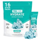 TRULABS Hydrate Electrolyte Drink Mix – Glacier Flavor, Sugar-Free Hydration Packets with 1422 mg Electrolytes & 19 Vitamins & Minerals, Monk Fruit Sweetened, On-the-Go Sticks (16 Count)