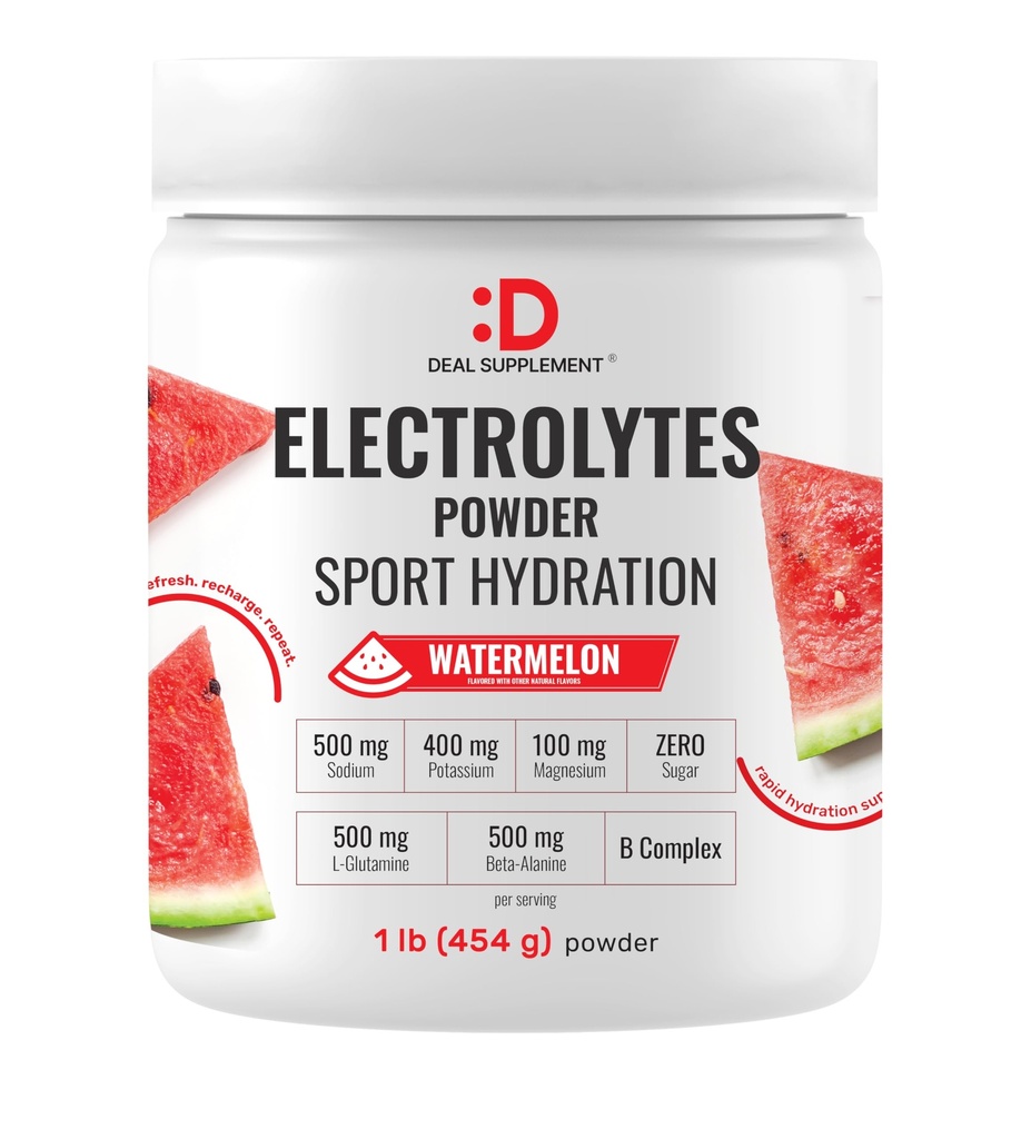 DEAL SUPPLEMENT Daily Electrolyte Hydration Powder – Sugar Free Drink Mix – Watermelon Flavor – 45 Servings – Balanced Formula with Potassium, Magnesium, B Vitamins, Glutamine & Beta‑Alanine*