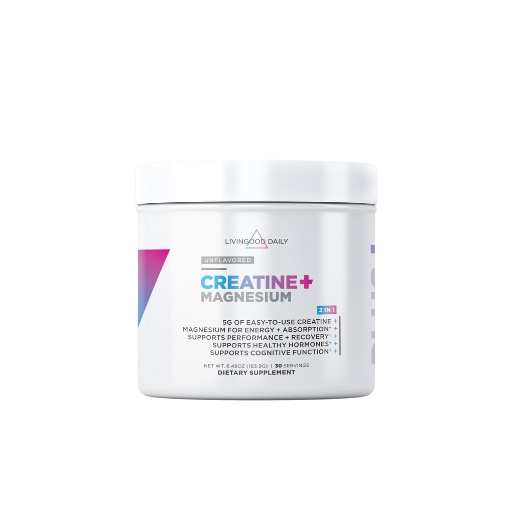 Livingood Daily Creatine + σκόνη μαγνησίου, Unflavored 
