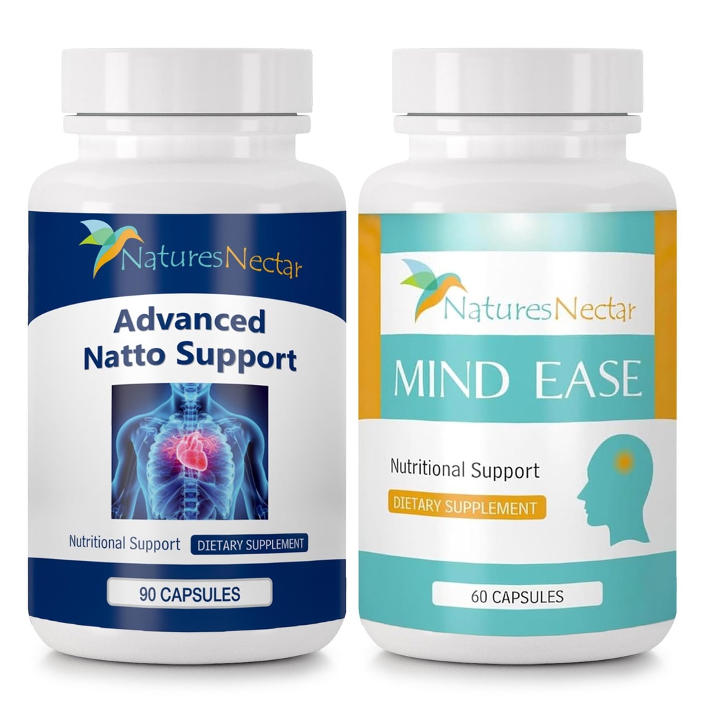 Nature's Nectar Migraine Relief + Organic Nattokinase Bundle – Natural Headache & Migraine Prevention with Feverfew, Butterbur, Riboflavin, Magnesium, & Cardiovascular Support – 60 & 90 Capsules