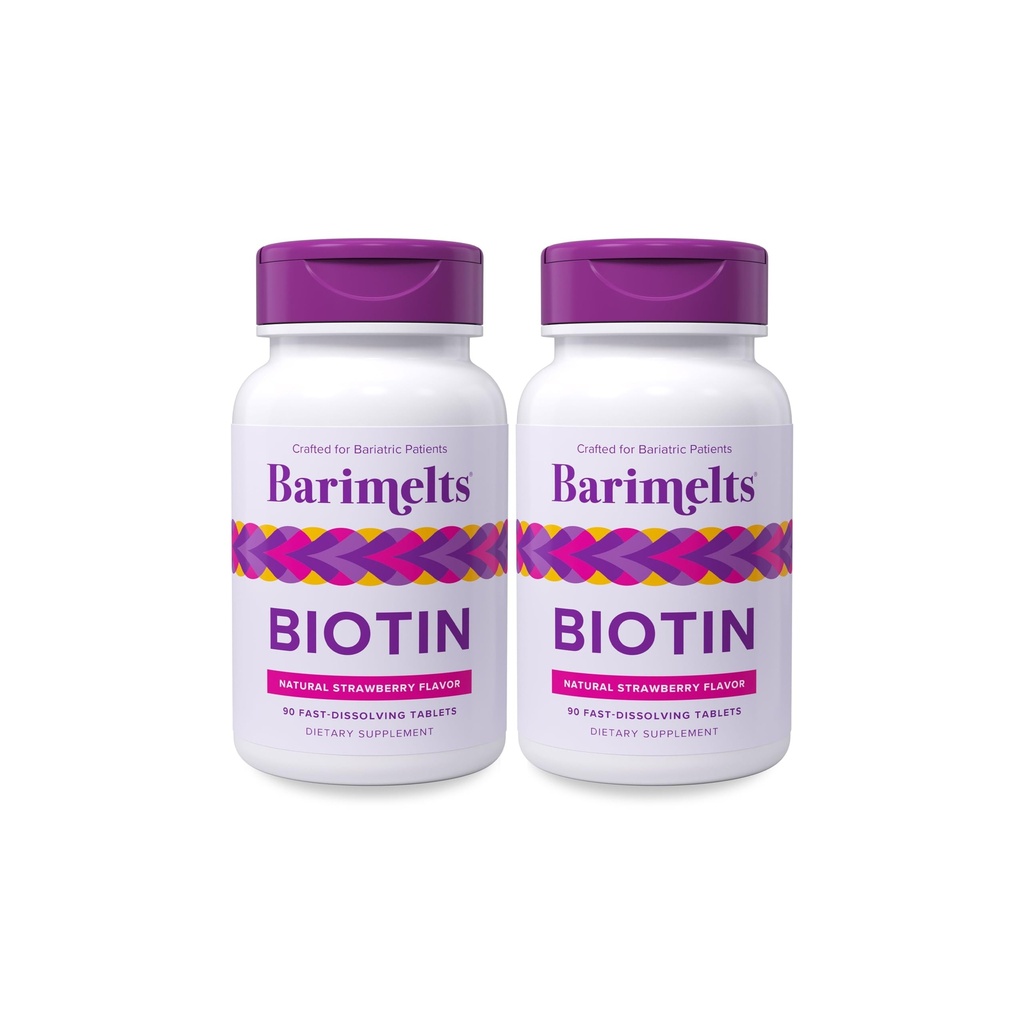 BariMelts Biotin 5000mcg, 180 Fast-Dissolving Tablets (6-Month Supply), Sugar-Free Bariatric Vitamins for Women, Natural Strawberry Flavor​
