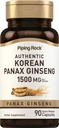Piping Rock Korean Panax Ginseng Supplement | 1500mg | 90 Capsules | Non-GMO and Gluten Free Formula