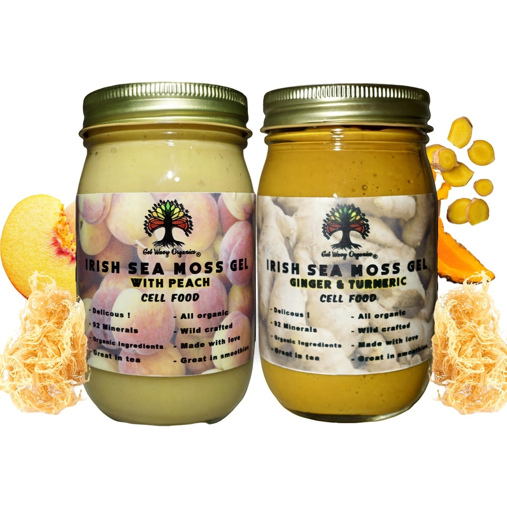 Wildcrafted Irish Sea Moss Gel with Raw Ginger, Turmeric & Peach (Pack of 2)