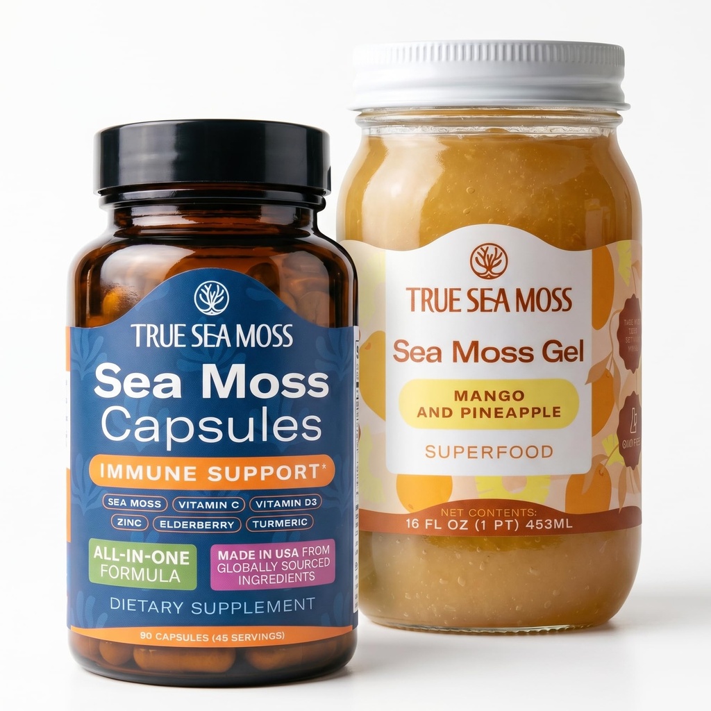 TrueSeaMoss Bundle – Immune Caps & Mango/Pineapple Sea Moss Gel