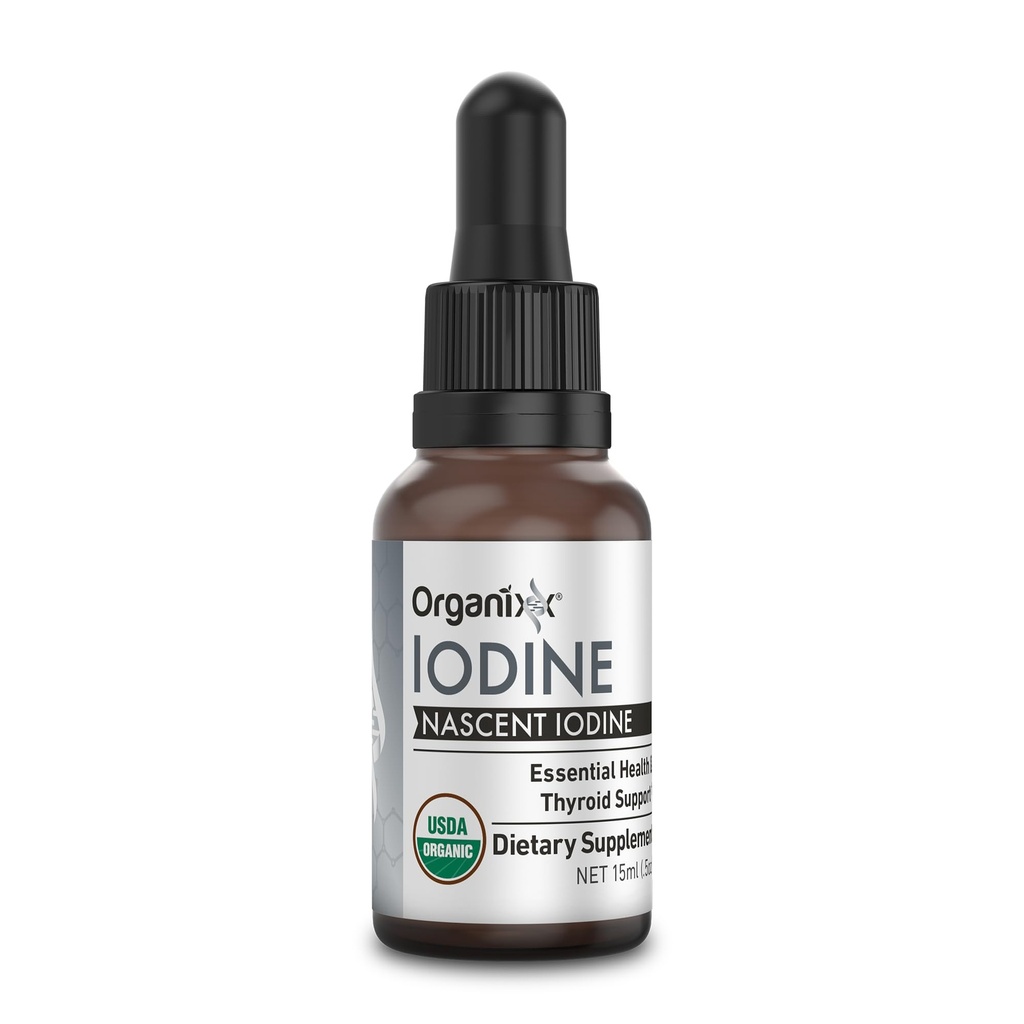 Organixx Iodine Supplement, Organic Nascent Liquid Drops, Pure Iodine Concentrate for Men and Women, Gluten Free, Vegan, Non GMO, American Made, 15 ML, 60 Servings