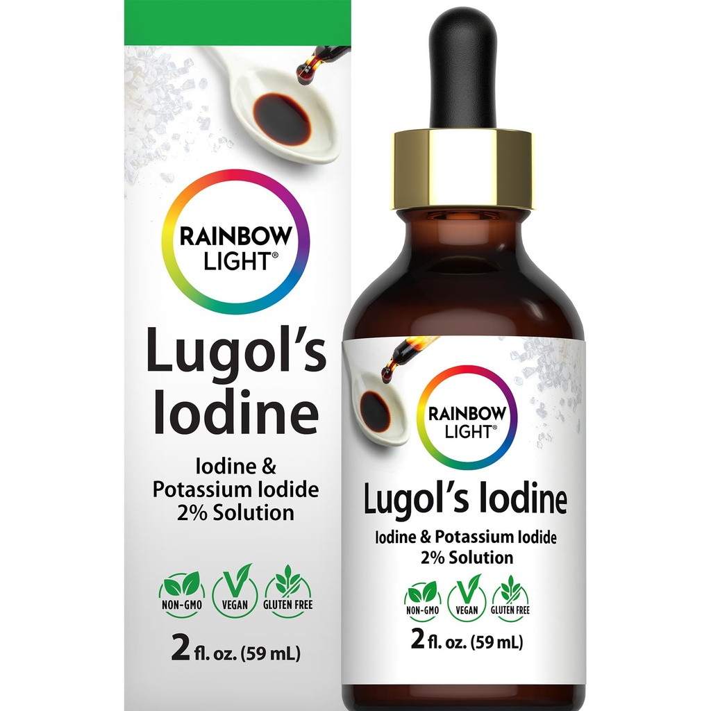 Rainbow Light Lugol's 2 Percent Iodine Solution | 2 fl oz | Iodine & Potassium Iodide 2% | Liquid Drops