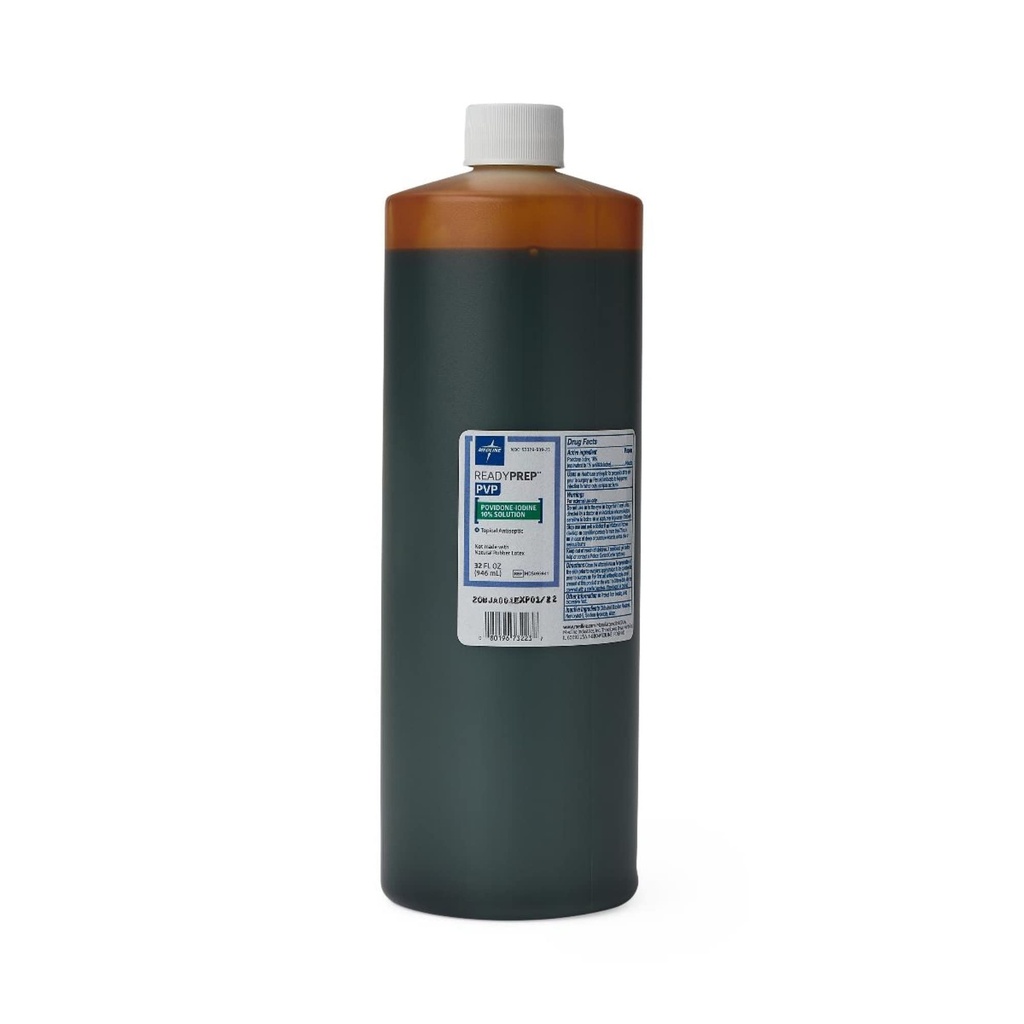 Medline Povidone Iodine Prep Solution, 1 Quart – 10% Povidone Iodine, 1% Available Iodine – Surgical & First Aid Antiseptic