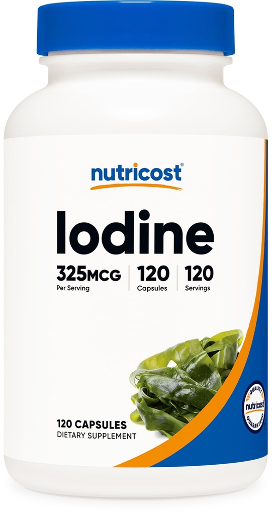 Nutricost Iodine (Natural Iodine from Organic Sea Kelp) 325mcg, 120 Capsules, Vegetarian, Non-GMO & Gluten Free