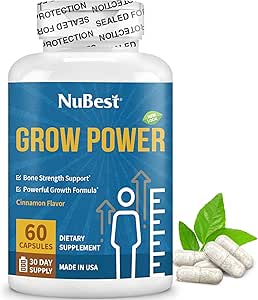NuBest Grow Power - Συμπλήρωμα ασβεστίου - Συμπλήρωμα μαγνησίου με βιταμίνη D3, B6, ψευδάργυρος, φώσφορος και πολυβιταμίνη για ισχυρά οστά, συνολική υγεία για την ηλικία 10+ - 1 μήνα προσφοράς
