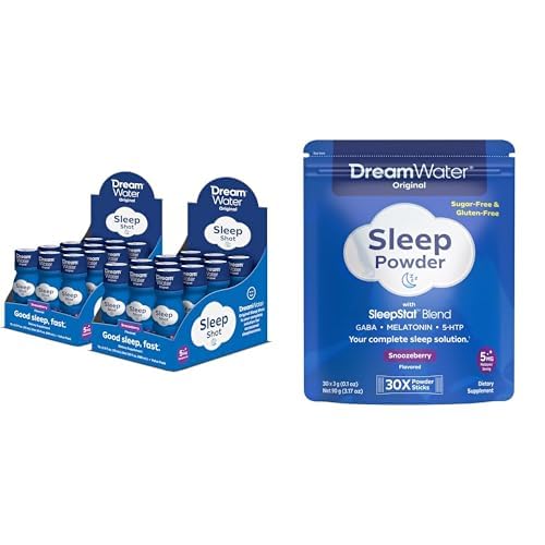 Dream Water Sleep Aid Supplement Drink Snoozeberry, 24-Count + Dream Water Sleep Aid Powder Snoozeberry, 30-Count
