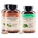 NatureWise (Pack of 2) Ashwagandha for Stress + GABA & L-Theanine - 60 Capsules[30-Day Supply] + [1] 5-HTP 200mg + Vitamin B6 - Non-GMO, Vegan - 60 Capsules[60-Day Supply]