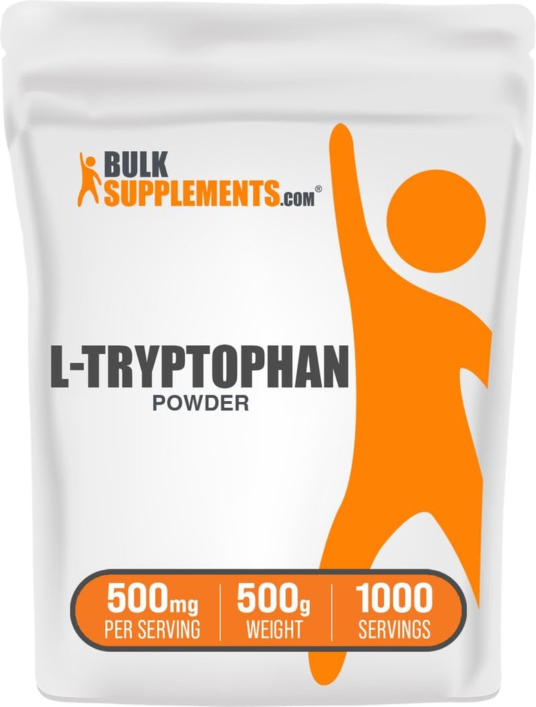 BulkSupplements.com L-Tryptophan Powder - Tryptophan Supplement, Amino Acid Supplement - Gluten Free, 500mg per Serving, 500g (1.1 lbs) (Pack of 1)