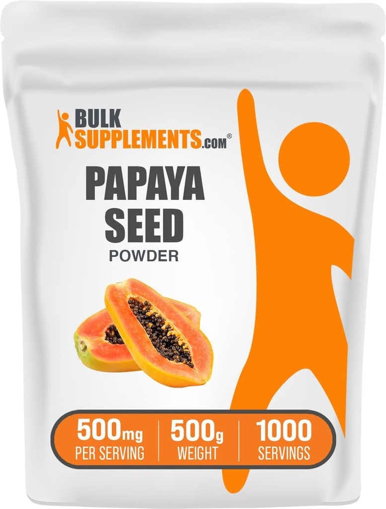 BulkSupplements.com Papaya Seed Powder - Carica Παπάγια Σπόροι, συμπλήρωμα διατροφής, για υποστήριξη Digestive & Gut - Χωρίς γλουτένη, 500mg ανά σερβίροντας, 500g (1.1 lbs) (πακέτο των 1)