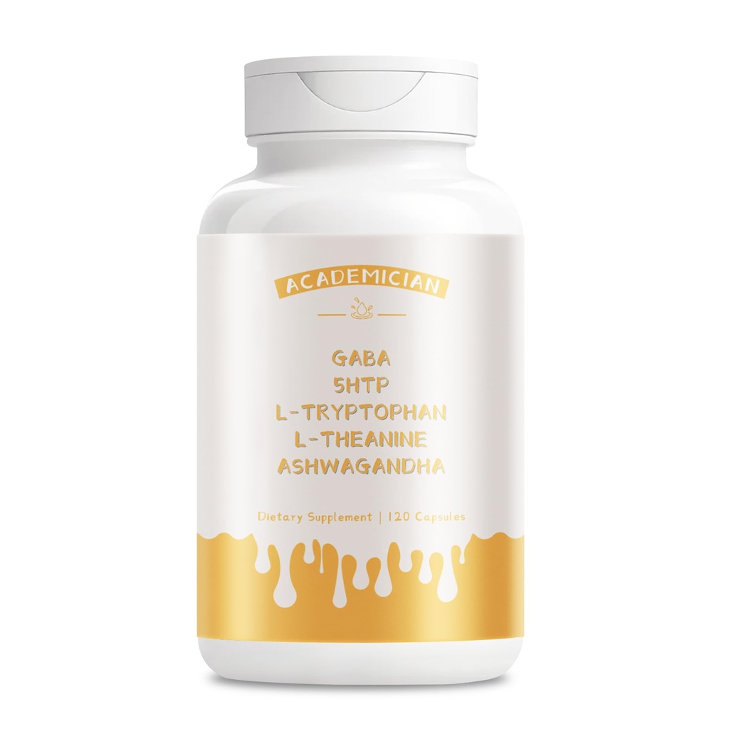 Ashwagandha Capsules with 5HTP 200mg Capsules L-tryptophan 1000mg L-theanine Supplement - 120 Count
