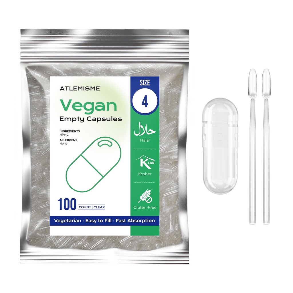 Empty Vegan Capsules Size 4 - Vegan Capsules DIY Vegetable Capsule(100 Count (Pack of 1))