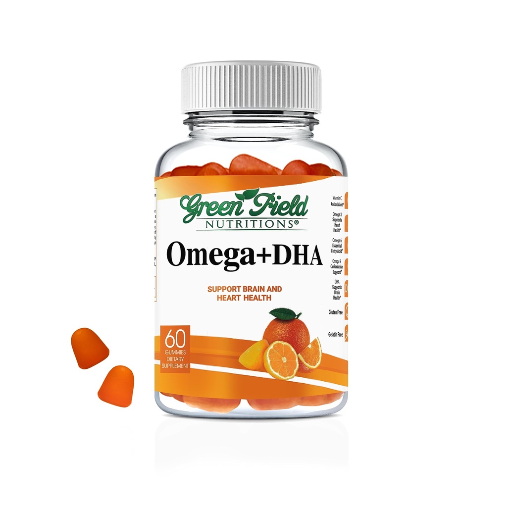 Greenfield Διατροφές Χαλάλ Ωμέγα 3 Μασώμενα Gummies με DHA για ενήλικες - 60 Gummy Halal Βιταμίνες, Υποστηρίζει τον εγκέφαλο, την καρδιά και το ανοσοποιητικό σύστημα - Vegan, μη-GMO Gluten-free Ζελατίνη-ελεύθερος αλατινική βιταμίνη
