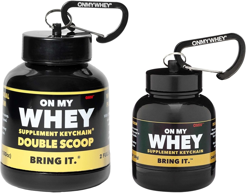 ONMYWHEY Protein Powder container to Go - Ταξίδια Νερό μπουκάλι χωνί για μείγματα, Φορητό προ προπόνηση συμπλήρωμα εμπορευματοκιβώτια & χωνιά διανομής, Μίνι συμπληρώματα προεργασίας κάτοχος μπρελόκ