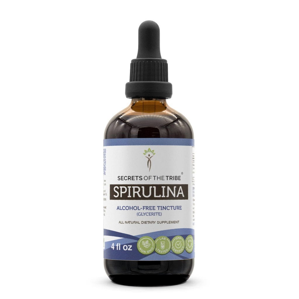 Μυστικά της Φυλής Spirulina Αλκοόλ-ελεύθερο υγρό εκχύλισμα, Spirulina (Arthrospira Platensis) συμπλήρωμα απόχρωσης (4 FL OZ)