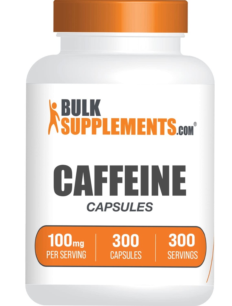 BulkSupplements.com Caffeine 100mg Capsules - Caffeine Supplements, Caffeine Pills 100mg - for Energy Support, 1 Caffeine Capsule per Serving, 300 Capsules (Pack of 1)