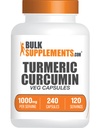 BulkSupplements.com Κάψουλες Εκχυλίσματος Κουρκουμίνη - Turmeric συμπλήρωμα, Turmeric Curcumin συμπλήρωμα 1000mg - Χωρίς γλουτένη, 240 κάψουλες Veg (πακέτο του 1)