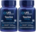 Life Extension Taurine,Pure Taurine Amino Acid Supplement,Heart,Liver and Brain Health,Longevity,Muscle and Exercise,1000 mg dose,Non-GMO,Gluten-Free,Vegetarian, Vegetarian, 90 Capsules (Pack of 2)