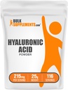 BulkSupplements.com Hyaluronic Acid Powder - ως Υαλουρονικό Νάτριο, Hyaluronic Acid Supplements - Βαθμός τροφίμων, Χωρίς γλουτένη - 215mg ανά Σερβίρισμα, 25g (0,88 oz) (πακέτο του 1)