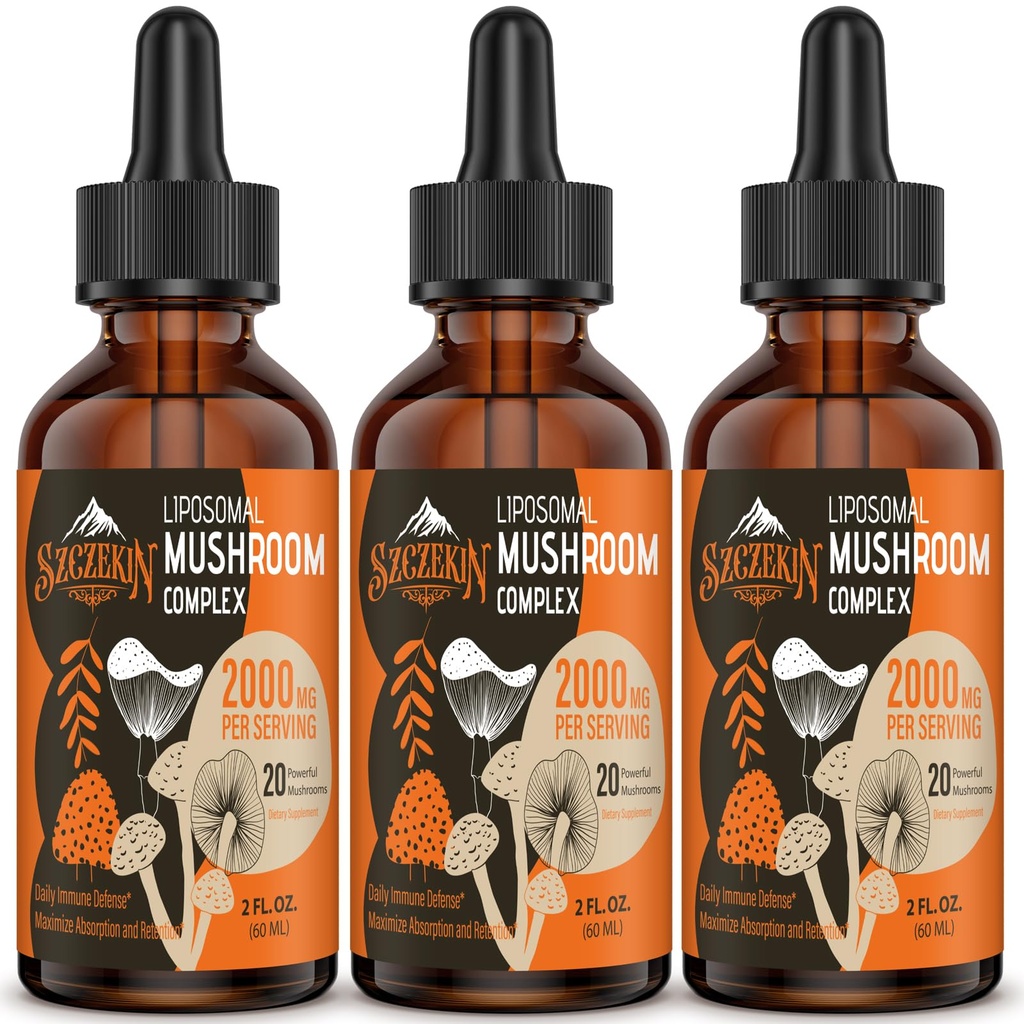 Λιποσωμικό Mushroom Complex Drops 2000 MG - 20 Βιολογικά Mushroom Extracts - Προηγμένη Υγρή Φόρμουλα για Ανοσία, Γνωστική και Μνήμη - Lions Mane Supplement, Reishi, Cordyceps, Chaga, 90 Services
